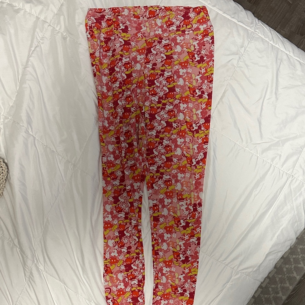 LuLaRoe Pink and Red Floral Leggings